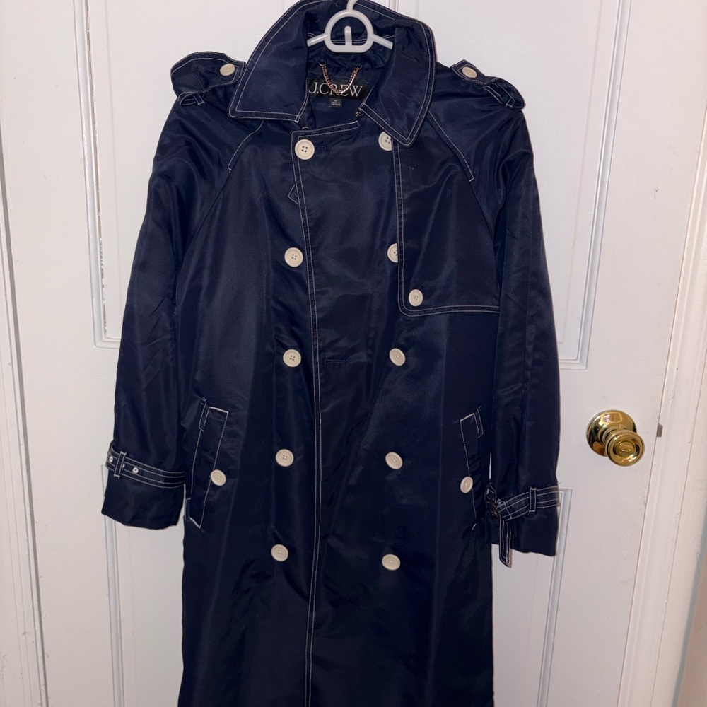 J. Crew Women's Navy Double-Breasted Trench Coat